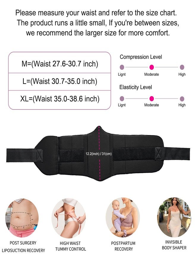 YERKOAD 360 Lipo Foam Ab Board Post Surgery Liposuction Abdominal Compression Boards Tummy Tuck Recovery Waist Cincher（Black,M - Image 4